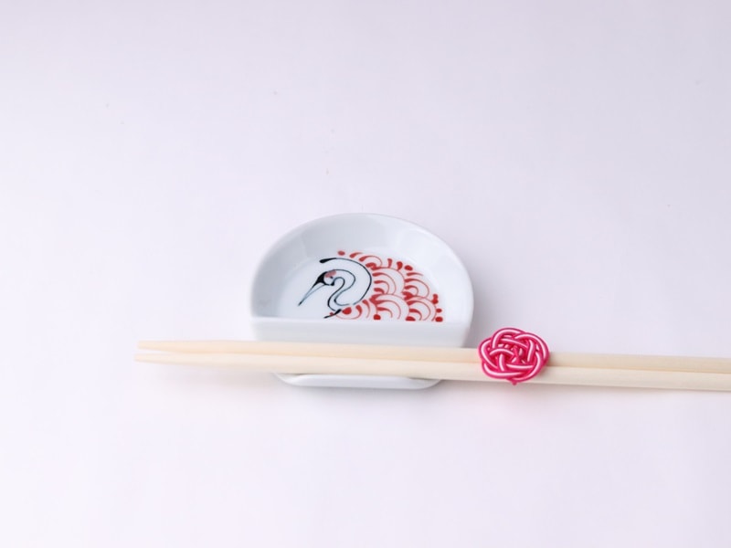 パコ様専用 白い鶴の模様の扇形皿 3枚 鶴皿 鶴型