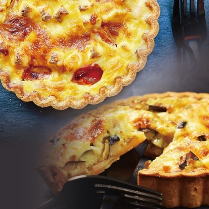 スモークサーモンのキッシュ＆黒あわび茸のキッシュセット　(直径12㎝×2枚)