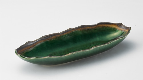 深緑（しんりょく）舟型鉢