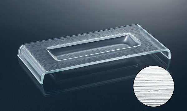 東洋佐々木ガラス｜ビュッフェプレート 足付長角トレー(ナチュラル模様)  KG-4004 (２枚入) 長方形 ガラス皿 業務用 おしゃれ 日本製