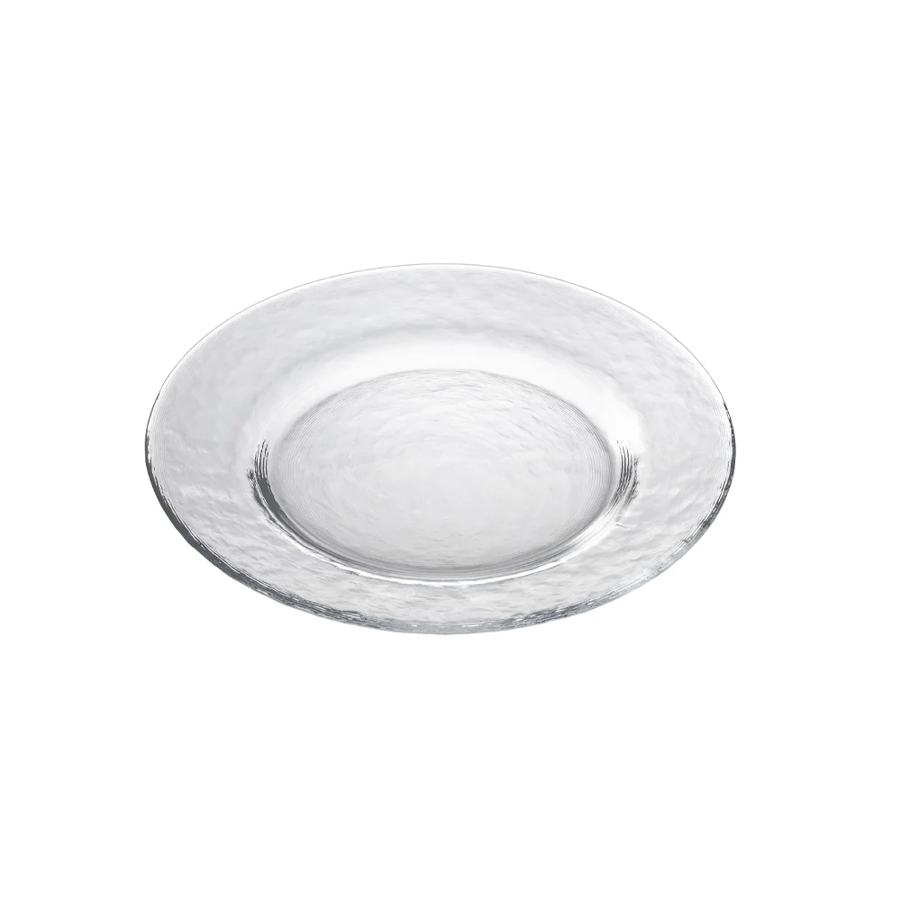 木村硝子店（Kimura Glass） ヒップ リムプレート 9インチ φ230mm｜トルコ製 スピン製法 波紋テクスチャ 盛り面約130mm 業務用 飲食店・家庭用ガラス皿