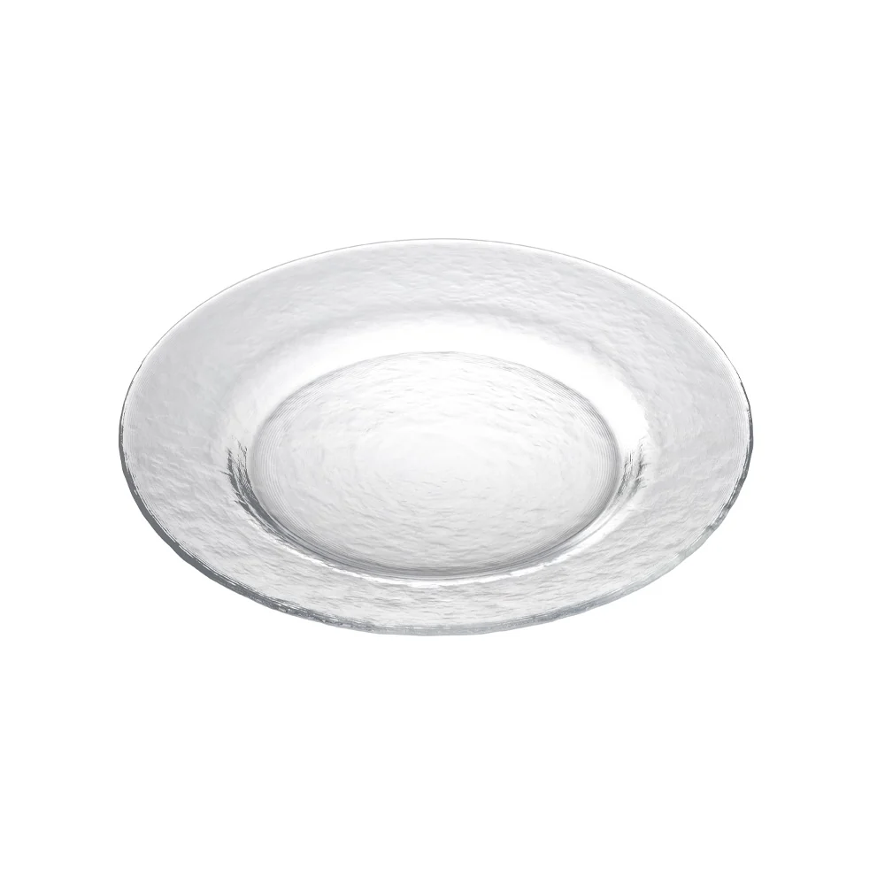 木村硝子店（Kimura Glass）ヒップ 10インチリムプレート φ255mm｜スピン製法の波紋テクスチャ　業務用・家庭用ガラス皿