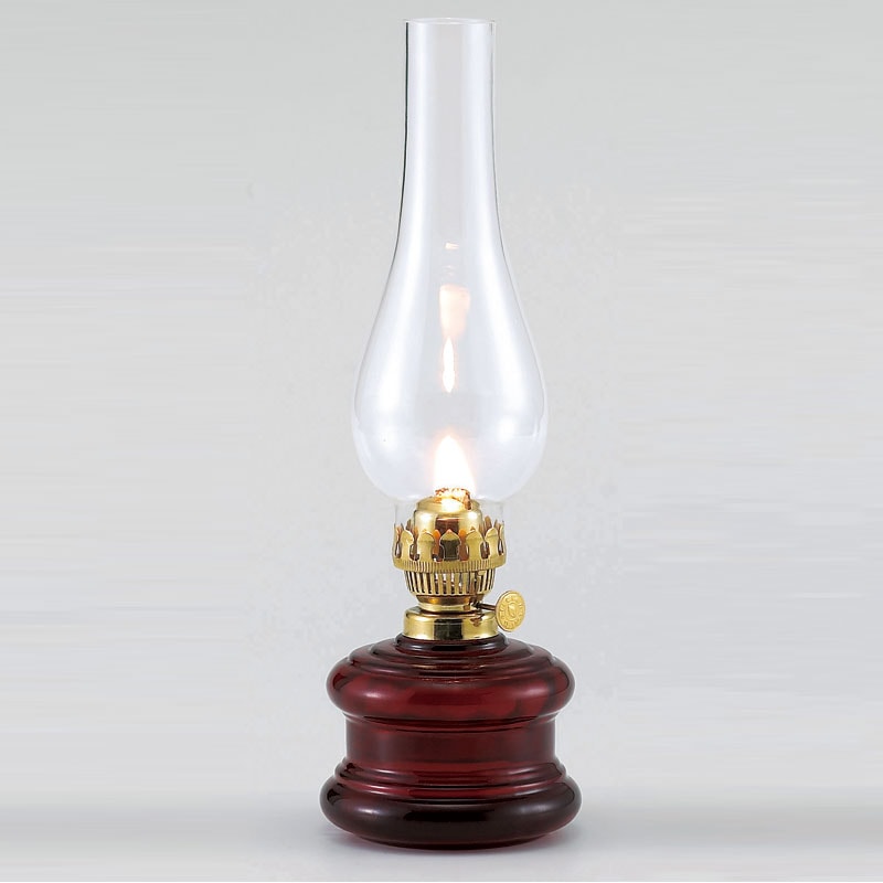 オイルランプ型 ガラスシェード 置き 電気 ランプ 2分笠付き置きランプ 赤 | 北一硝子 まごころお届け便