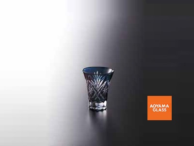 酒器・徳利／【青山硝子】切子杯・藍  80ｃｃ