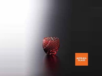 酒器・徳利／【青山硝子】切子猪口・赤  100ｃｃ