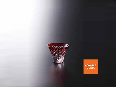 酒器・徳利／【青山硝子】天開ぐい呑切子・赤  60ｃｃ