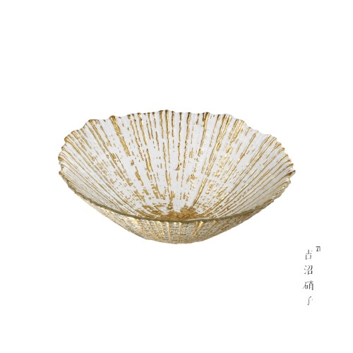 吉沼硝子｜鉢・ボール  フォーカス 16cm ボール ゴールド 24-227 ガラスボウル 金彩 高級感 ハンドメイド おしゃれ エレガント サラダ デザート