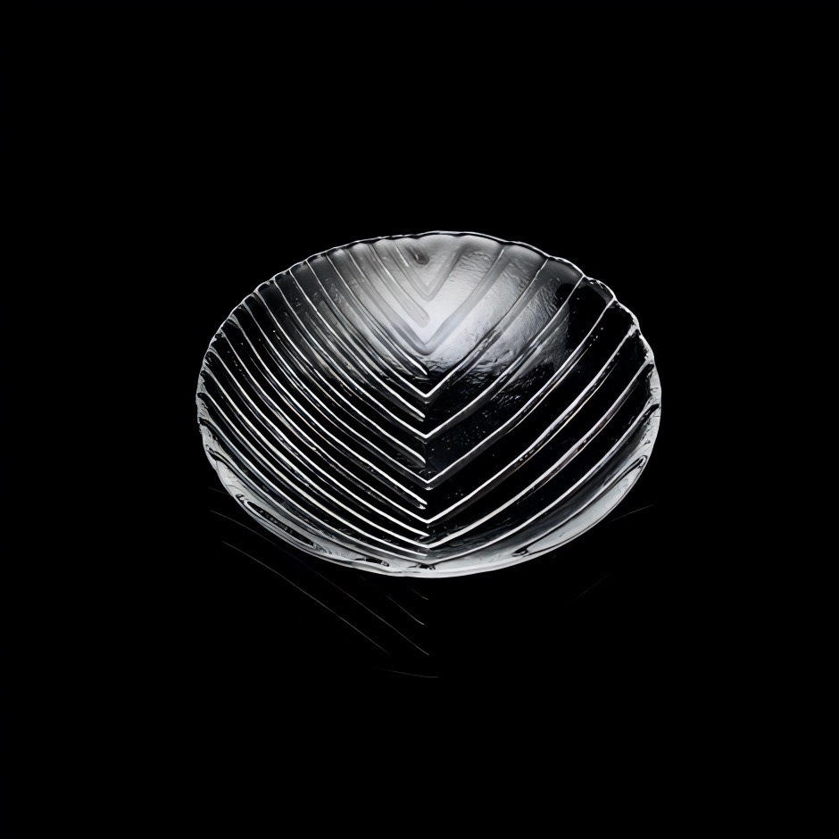 廣田硝子｜ガラス丸皿 2214N 手塩皿 透明 醤油皿 小皿 舫 もやい レリーフ 高級感 シェルシリーズ 