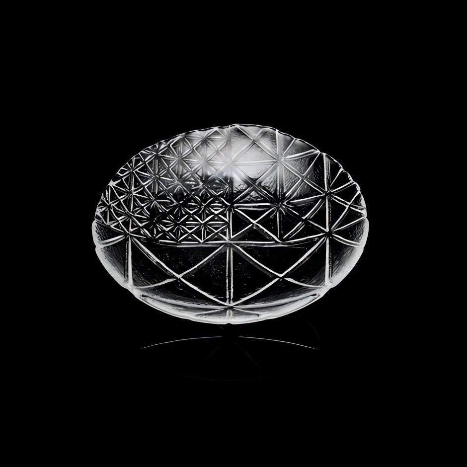 廣田硝子｜ガラス丸皿 2215N 手塩皿 透明 醤油皿 小皿 舫 もやい レリーフ 高級感 シェルシリーズ 