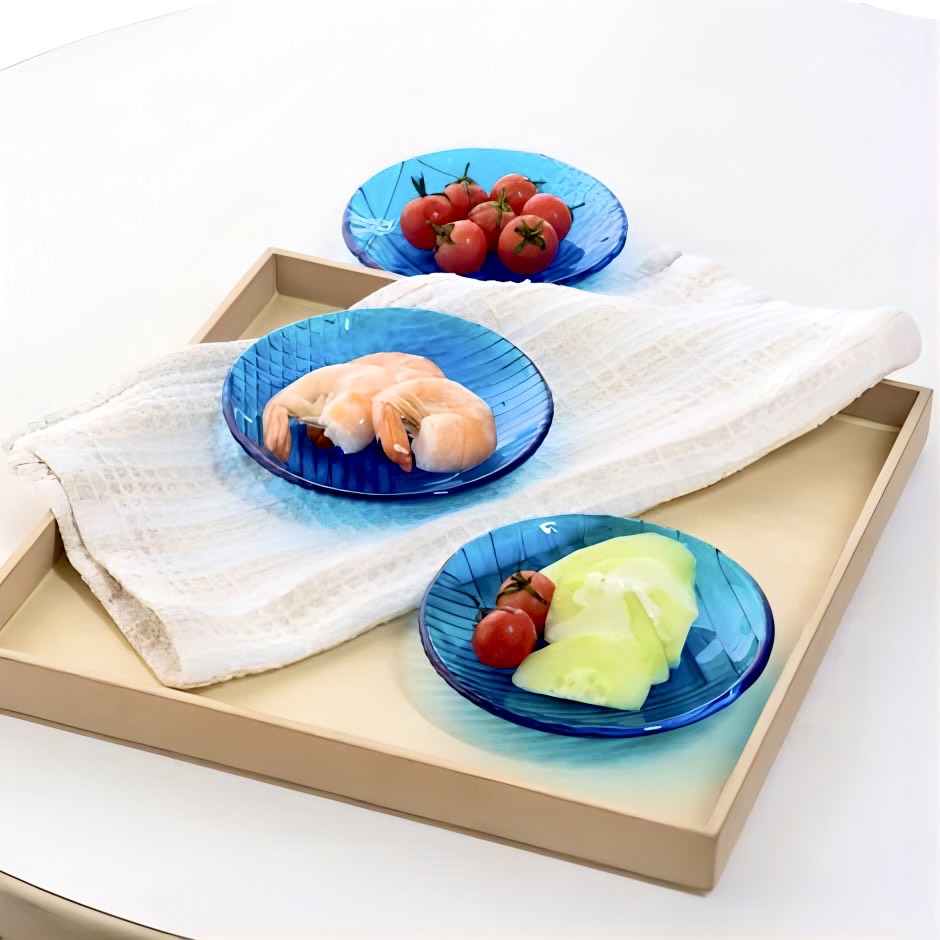 廣田硝子｜ガラス丸皿 2211NB 手塩皿 ブルー 醤油皿 小皿 舫 もやい レリーフ 高級感 シェルシリーズ 