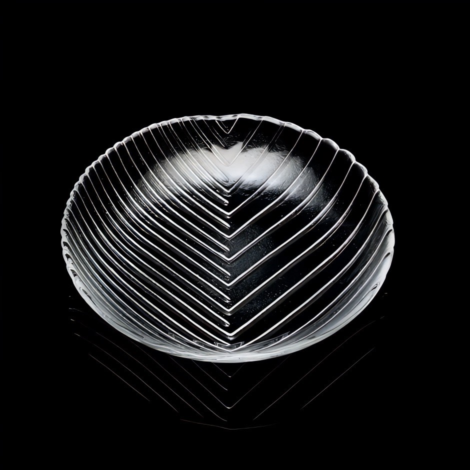 廣田硝子|鉢・ボール 深皿 2224N 舫 もやい プレート レリーフ 高級感 シェルシリーズ デザイン 和食 洋食 ガラス皿 丸皿