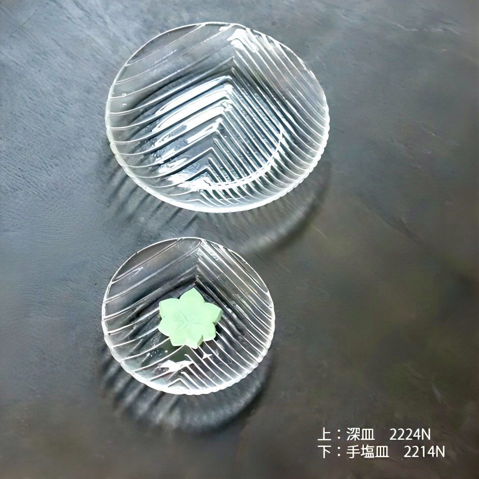 廣田硝子|鉢・ボール 深皿 2224N 舫 もやい プレート レリーフ 高級感 シェルシリーズ デザイン 和食 洋食 ガラス皿 丸皿