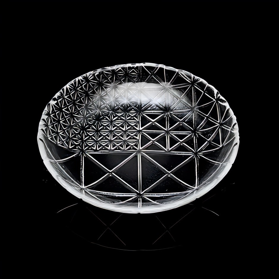 廣田硝子｜鉢・ボール 深皿 2225N 舫 もやい プレート レリーフ 高級感 シェルシリーズ デザイン 和食 洋食 ガラス皿 丸皿