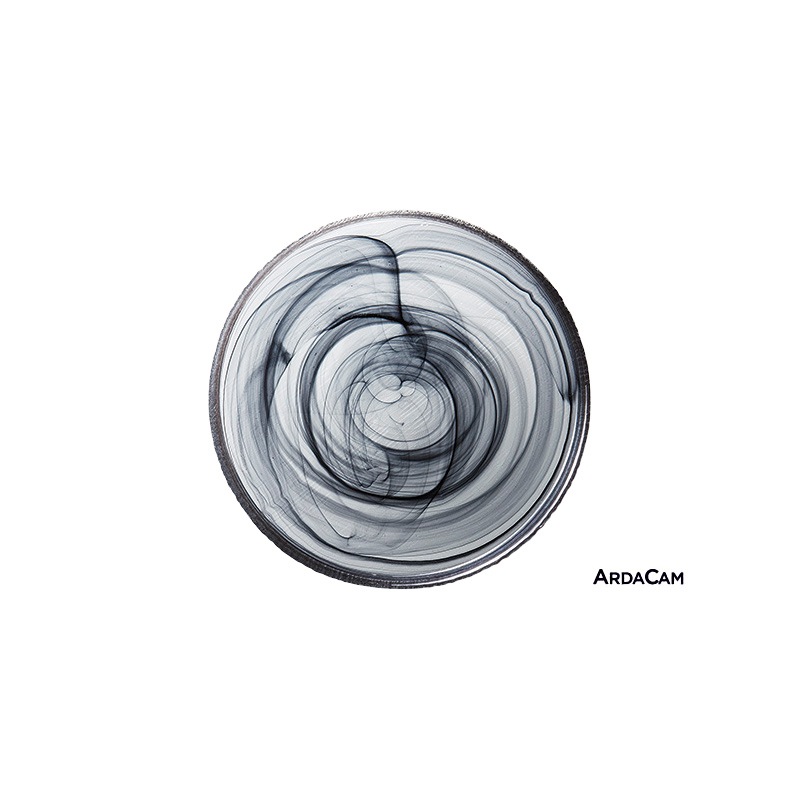 Arda（アルダ）｜ガラス丸皿 アラバスター フラットプレート M ブラック 23.5cm おしゃれ 高級感