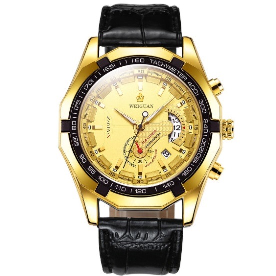 新品 詰め替え デュアル クロノグラフ WEIGUAN 腕時計メンズ レザー  