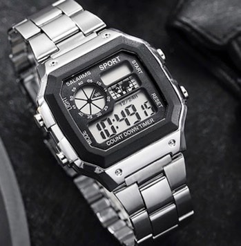 T282 スクエア 腕時計 LED デジタル クロノグラフ カレンダー 防水