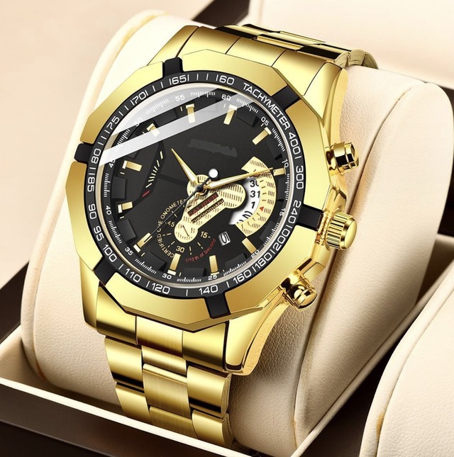 T0489 新品 クロノグラフ GENEVA 腕時計メンズ ラグジュアリーブラック