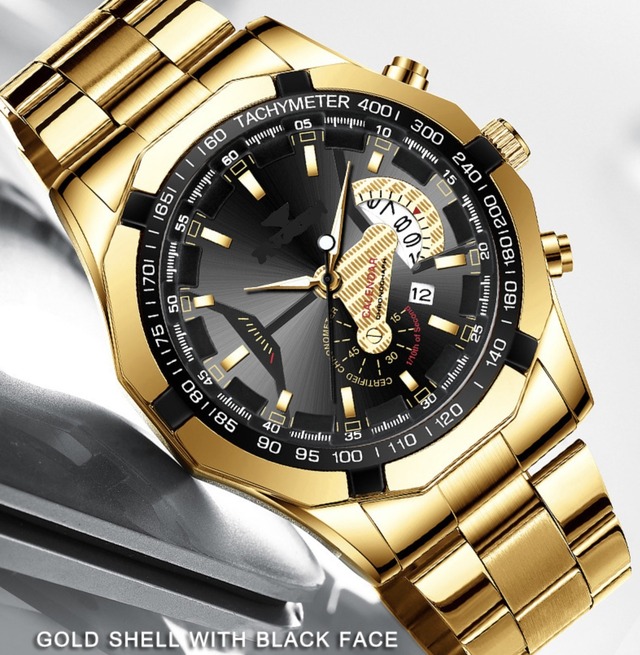 T0489 新品 クロノグラフ GENEVA 腕時計メンズ ラグジュアリーブラック