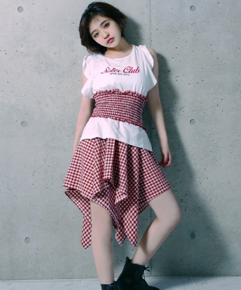 フィッシュテールチェックスカートセットアップ