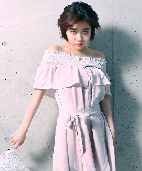 オフショルフレアワンピース