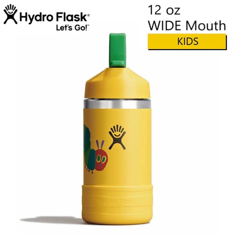 Hydro Flask �ϥ��ɥ��ե饹�� ERIC CARLE 12oz KIDS WIDE MOUTH BOTTLE Yellow Caterpillar