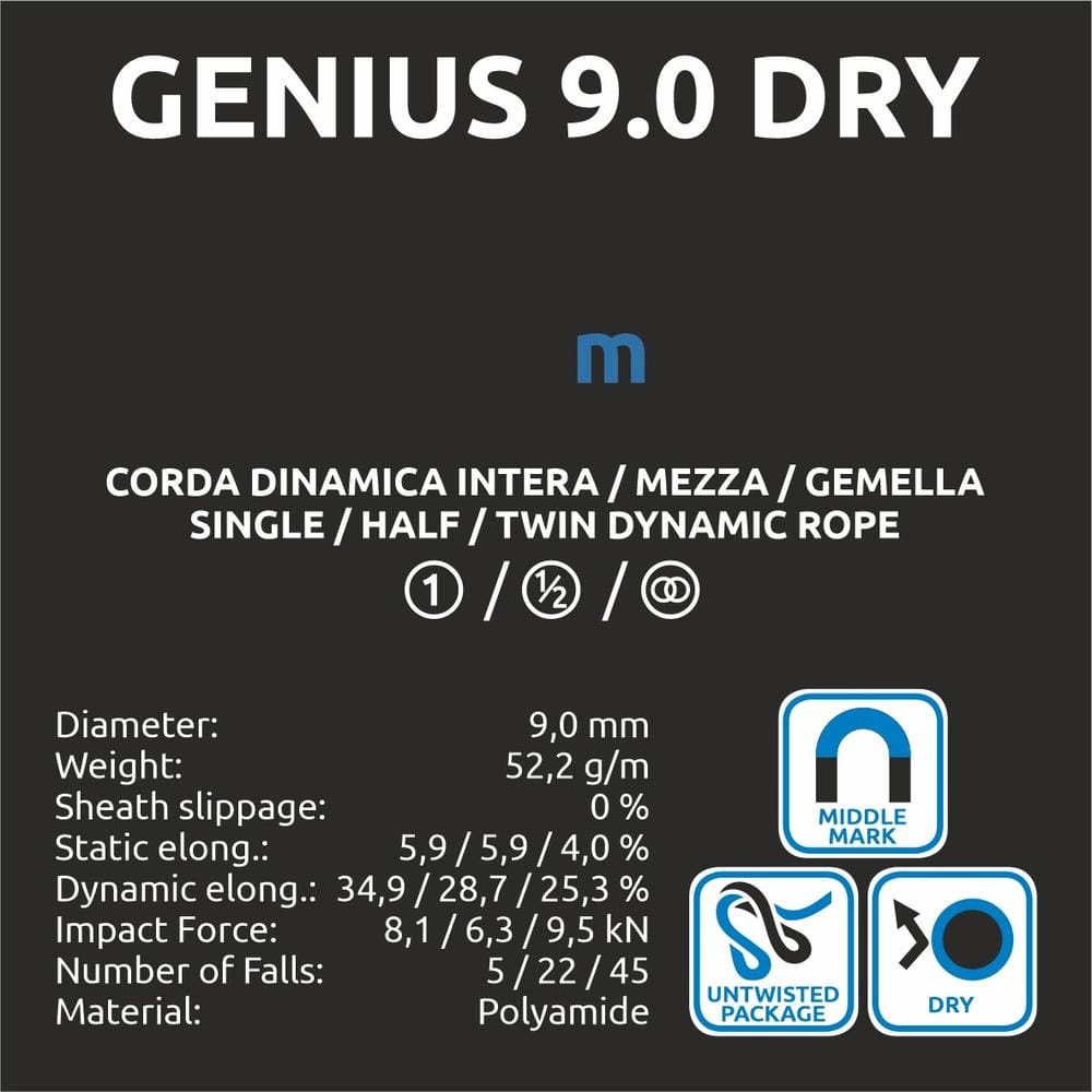 CAMP ����� GENIUS �����˥��� 9.0 DRY 60m��ŹƬ����ݥ����UP����700P�ץ쥼��ȡ�