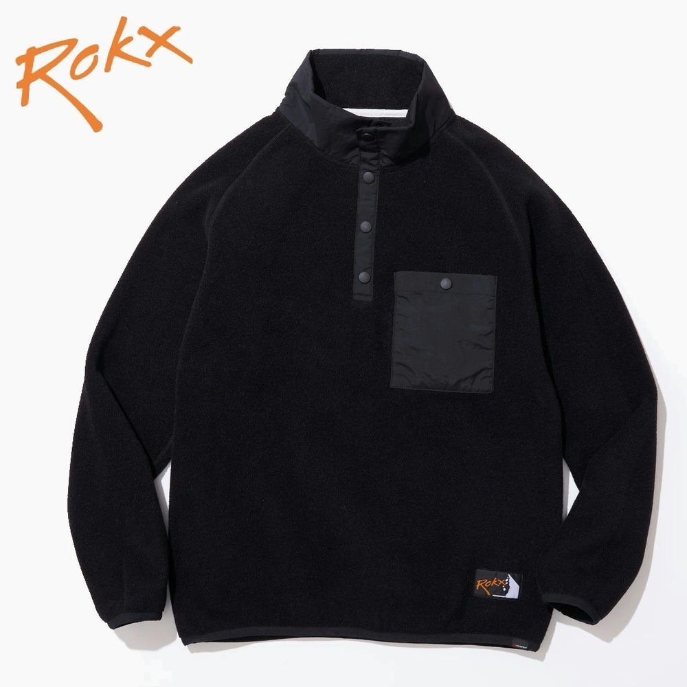 ROKX ���å��� RXMF194089 CLASSIC 200 FLEECE SNAP TOP TRUE BLACK