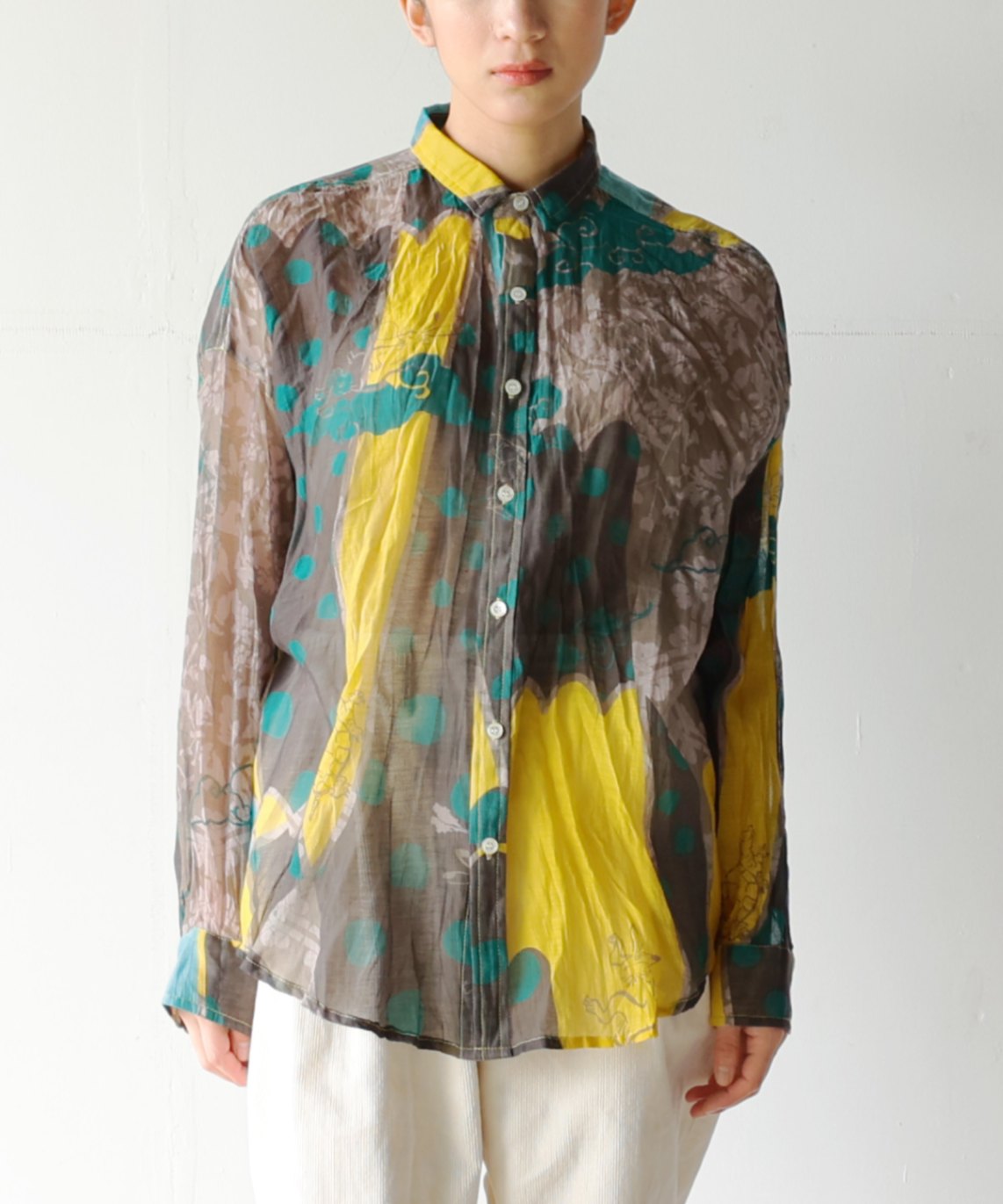 くさしゃつ  うさぎとかめ　あおい［Kusa Kanmuri　シルクコットンシャツ］