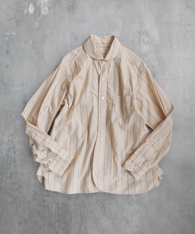ピーター・Ｂ［haddow］コットンストライプのラウンドカラーシャツ