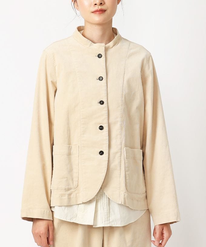 【SALE】フーバジャケット・F　細コーデュロイの立ち襟ジャケット