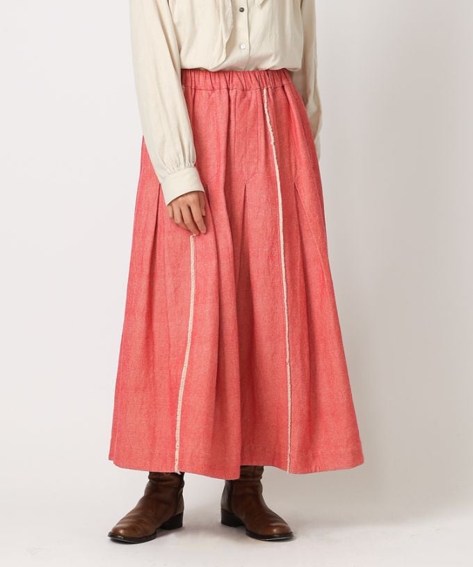 アゼルスカート・プラム　コットンツイルのタックスカート