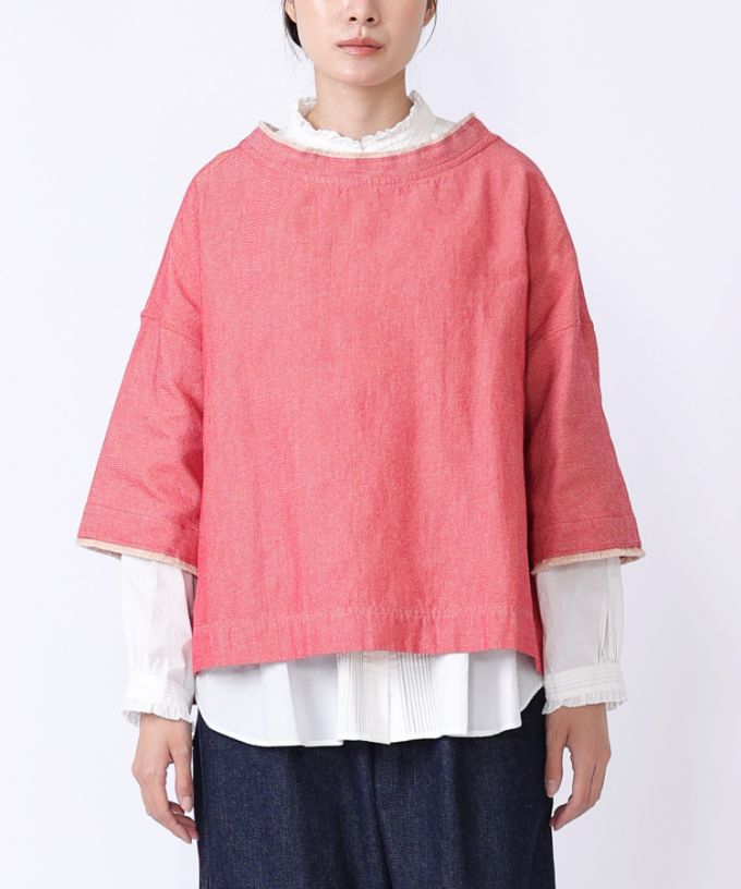 シーソトップ・プラム　コットンツイルのきれいカラートップス