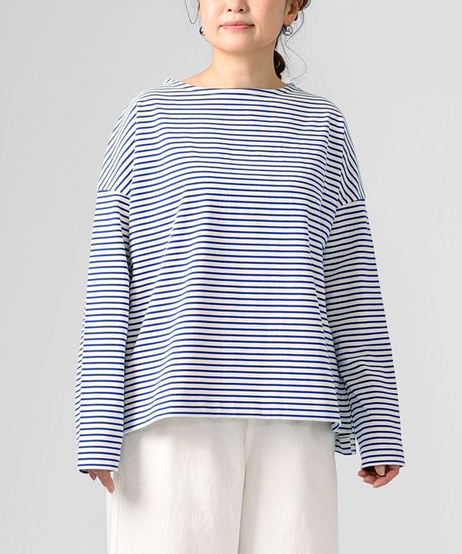 サマンサトップ・Ｄ　中厚ボーダー素材を使ったシンプルなトップス