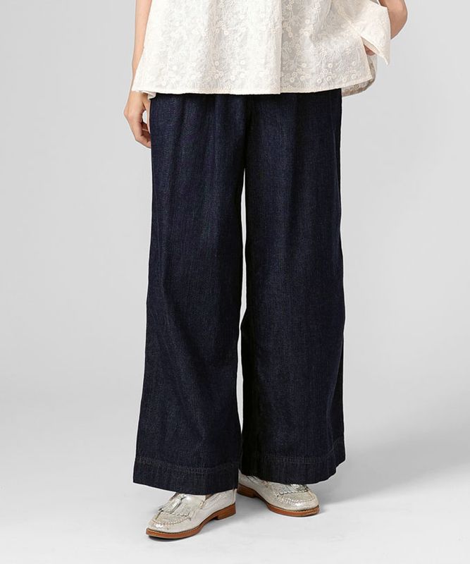 ベルパンツ・C　8オンスムラ糸デニムのワイドパンツ