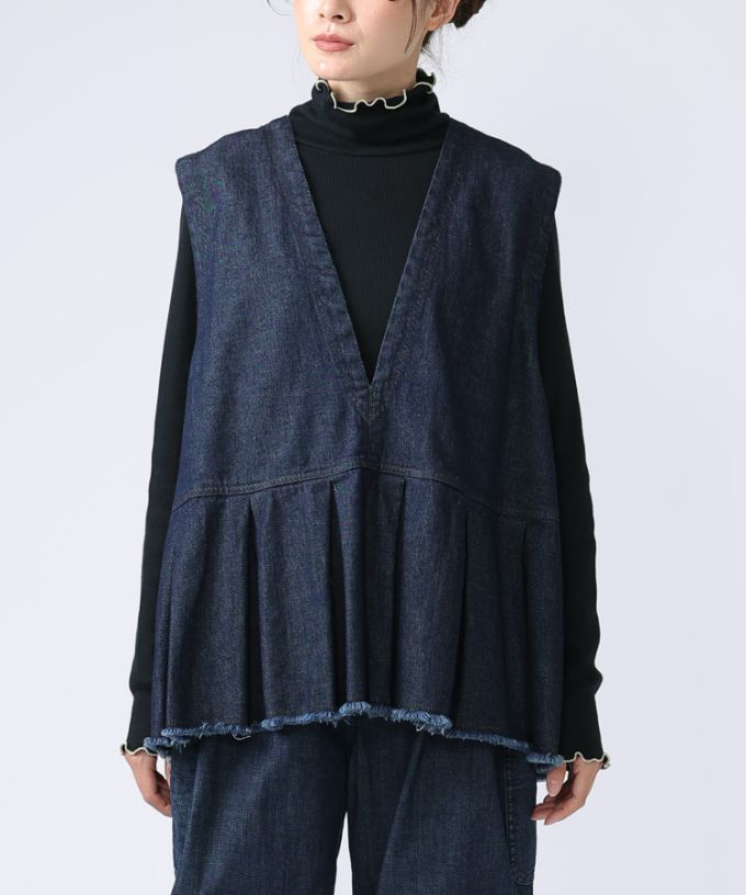 マルセル ペプラム切り替えのデニムベスト/ITEM,JACKET/TOPS/Shop by