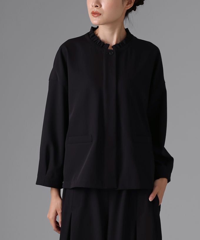 ナディアジャケット［Chronicle］フリルカラーのブラックジャケット