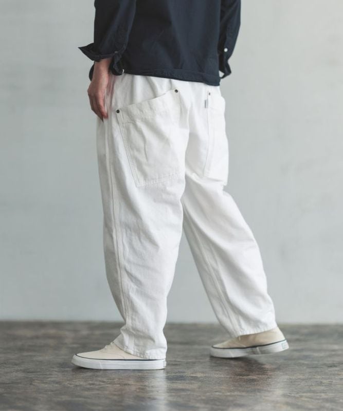 basco マオパンツ ホワイト　チノ マオパンツ・ホワイト 人気のホワイトデニムバックポケットパンツ