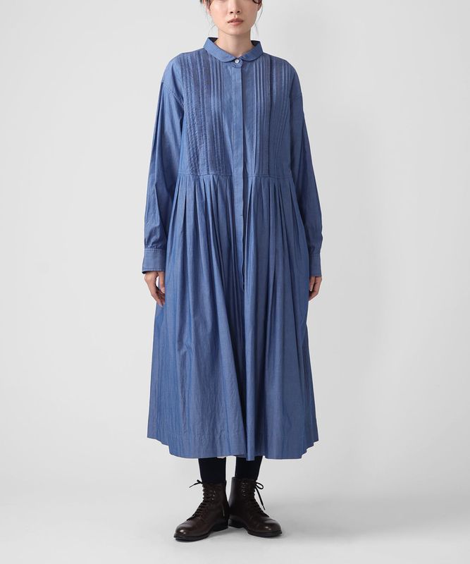 リタドレス　ピンタックのシャンブレーオープンワンピース