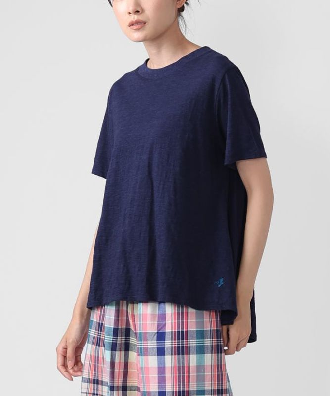 アナントップ・Ｗ　ベーシックカラーの5分袖Aライントップ