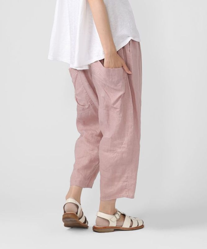 マオパンツ麻・20　リネン素材の後ろビックポケットパンツ