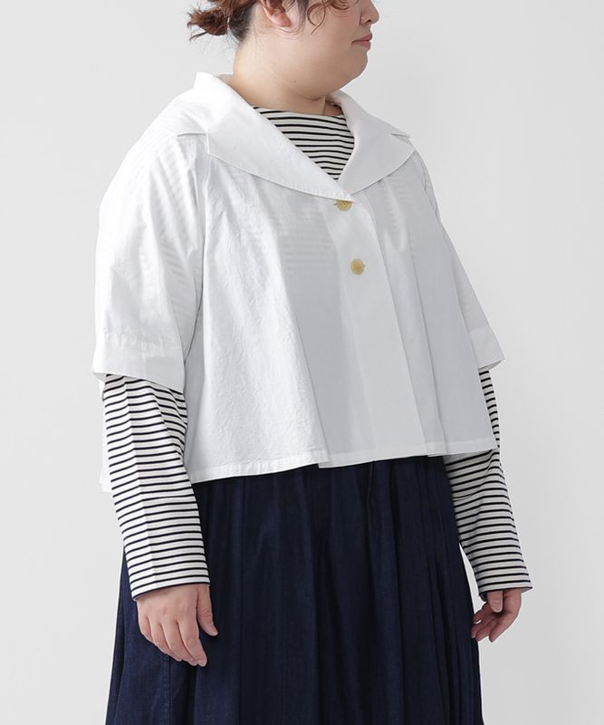 ナティ・4【プラスサイズ】コットンリネンのクラシカルボレロジャケット