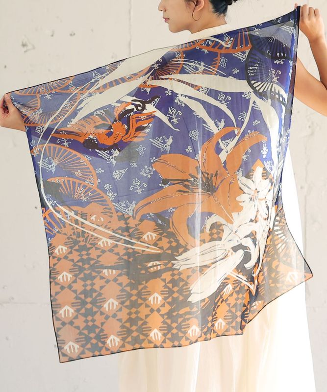 あかりのはな こん ［KusaKanmuri　シルクコットンストール ]