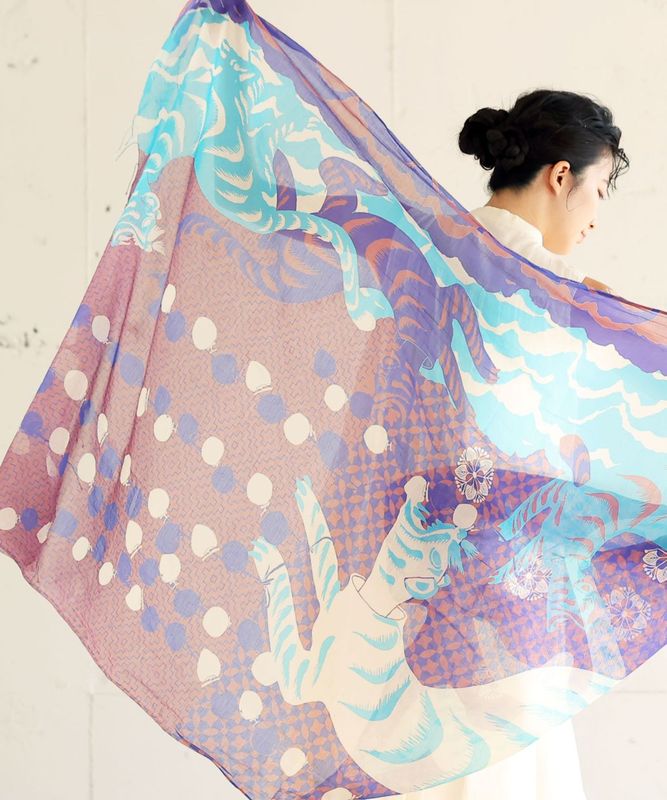 とらとほしがき［KusaKanmuri　シルクコットンストール ]