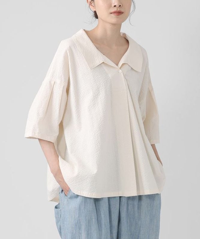 BASCO バスコ フリルカラー スリーブピンタックギャザー ブラウス サイズ:3  ベージュ コットン100％ レディース 　240001139921 楽天市場】basco（レディースファッション）の通販
