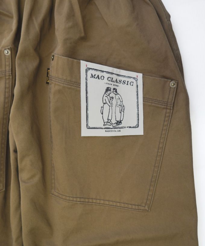 黒/キャメル】マオパンツロングチノ 定番バックポケットパンツ（ロング