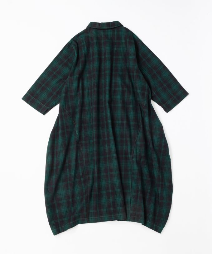 ポメロ・4【プラスサイズ】コットンネル素材のタータンチェックドレス