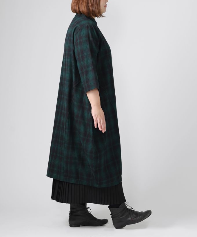 ポメロ・4【プラスサイズ】コットンネル素材のタータンチェックドレス