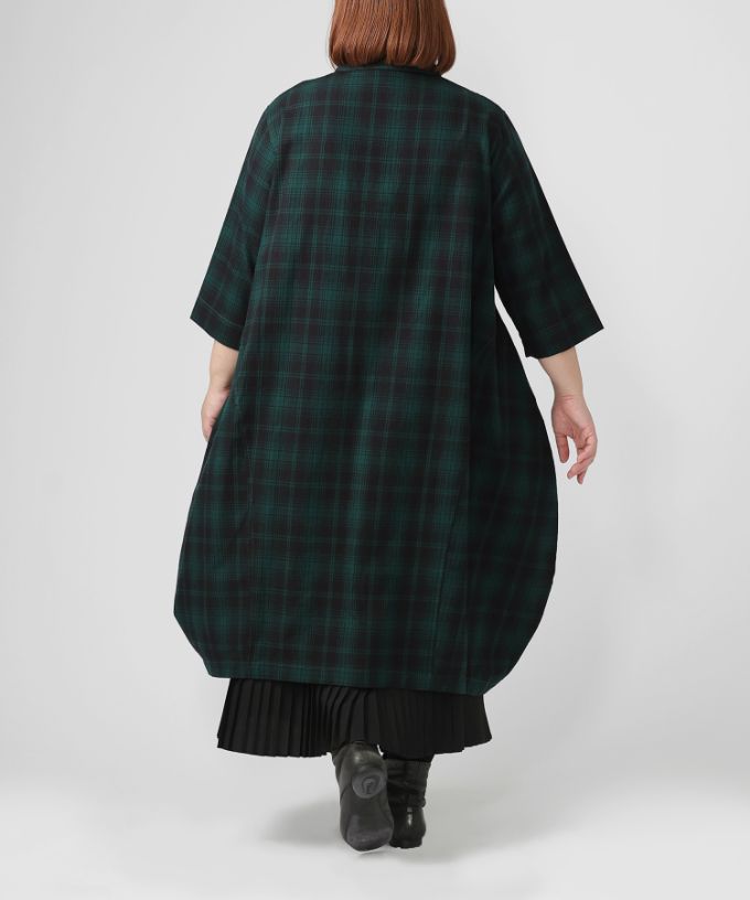 ポメロ・4【プラスサイズ】コットンネル素材のタータンチェックドレス