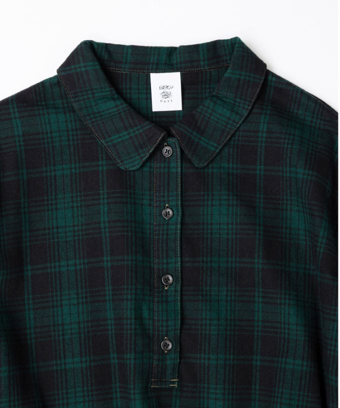 ポメロ・4【プラスサイズ】コットンネル素材のタータンチェックドレス