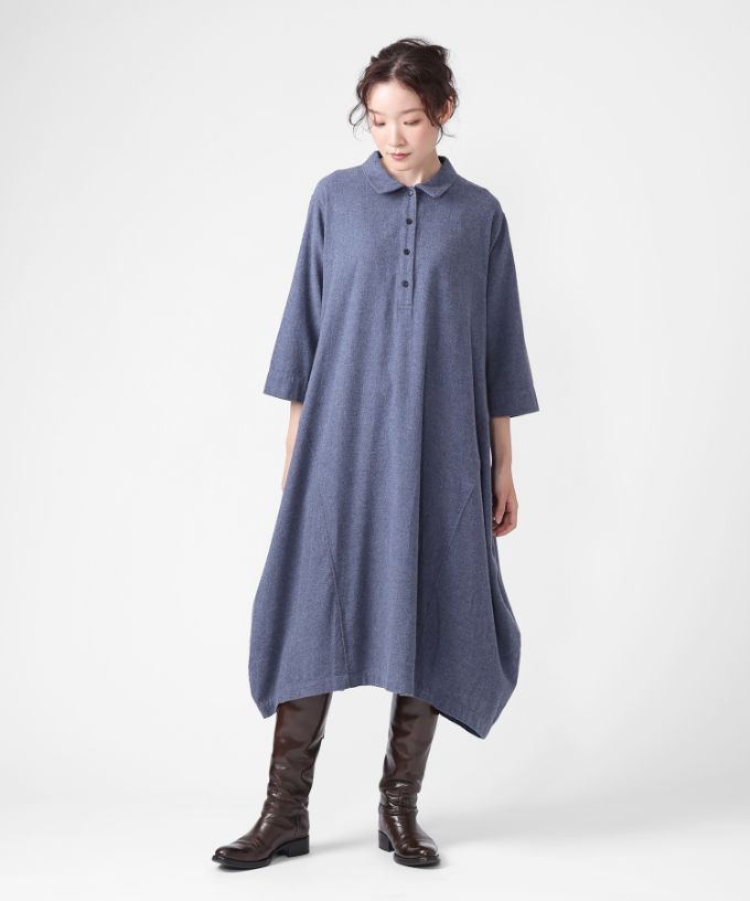 ポメロ・B　コットンネル素材のコクーンドレス